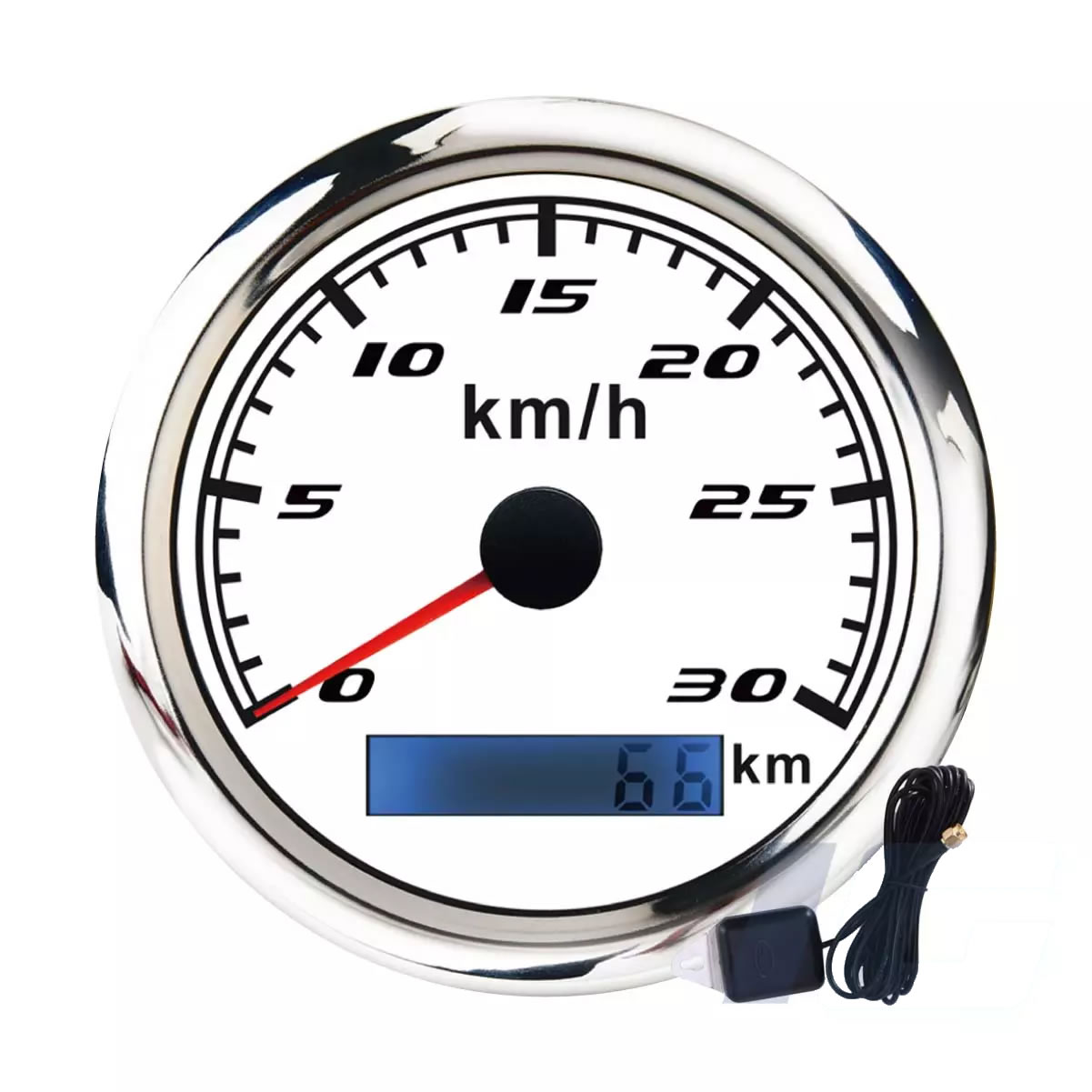 White Face Aftermarket Marine Gauge - 12V - 24V Speedometer With Odometer and GPS Sensor For Golf Vehicles- Golf Course Car